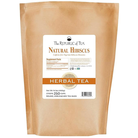 The Republic of Tea Natural Hibiscus Superflower Herbal Tea, 250 Tea Bags, Ruby Red Hibiscus Fine Blend