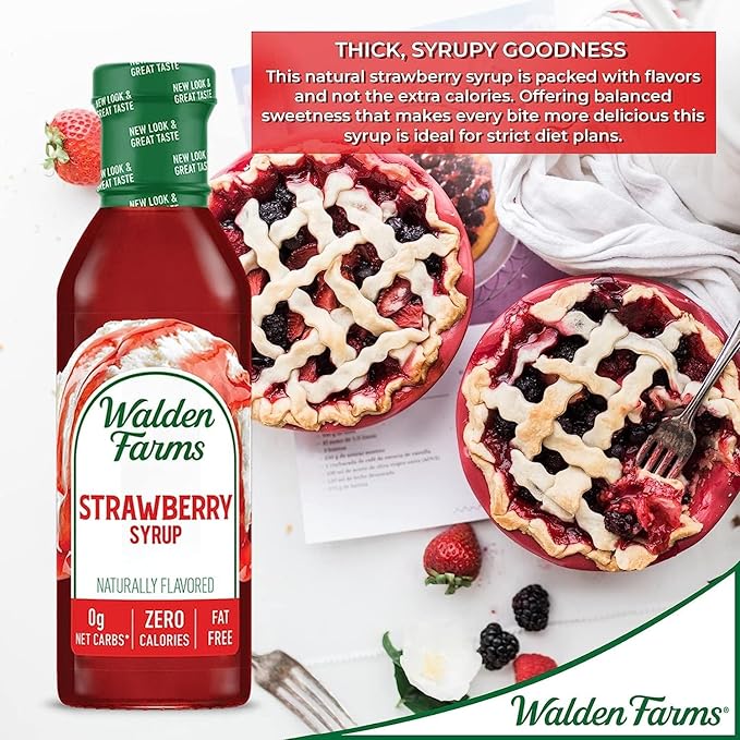 Walden Farms Strawberry Syrup – Perfect for Desserts, Smoothies, Breakfast – Zero Calorie, Sugar-Free, Low Carb, Keto-Friendly, Gluten-Free, Vegan – 6-Pack, 12 oz Bottles