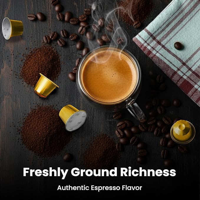 Prince Caffe Espresso Pods – Ristretto Intensity 10, Dark Roast, The Espresso Coffee Pods Are Compatible with Nespresso Original Line Machines, 30 Count (3 x 10 Capsules) Premium Quality Coffee Capsules.