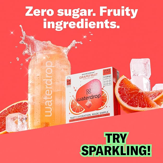 Waterdrop Hydration Cubes with Vitamin C, B3, B5 & Electrolytes, Orange, Lemon & Grapefruit Flavor Variety Pack, Flavored Water Enhancer Cubes for Still & Sparkling Water, Sugar Free, Vegan, 36 Count
