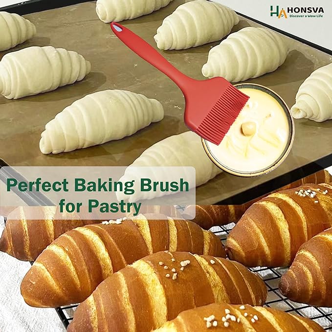 Large Silicone Sauce Brush for Basting, Heat Resistant, W/3.5" L/8.5", One-Piece Design Kitchen Utensil for Baking, Grilling, Spreading Butter, BBQ Sauce, Marinade, Dishwasher Safe, 1 Pcs, Red