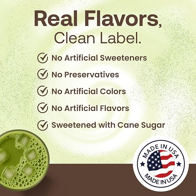 Dr. Smoothie Café Essentials Matcha Green Tea Latte – No Artificial Colors, Flavors, or Sweeteners – Shelf Stable – 51mg of Caffeine – Great for Hot, Iced, & Frozen Frappes (3.5 lb Bag, 30 Servings)