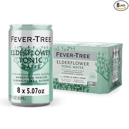 Fever-Tree Elderflower Tonic Water - Premium Quality Mixer - Refreshing Beverage for Cocktails & Mocktails. Naturally Sourced Ingredients, No Artificial Sweeteners or Colors - 5.1 Fl Oz Cans - Pack of 8