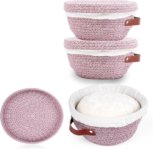 Stackable Cotton Banneton Proofing Basket Set– 2 x 10 inch Round Bread Basket, Sourdough Baking Tools for Artisan Bread Makers