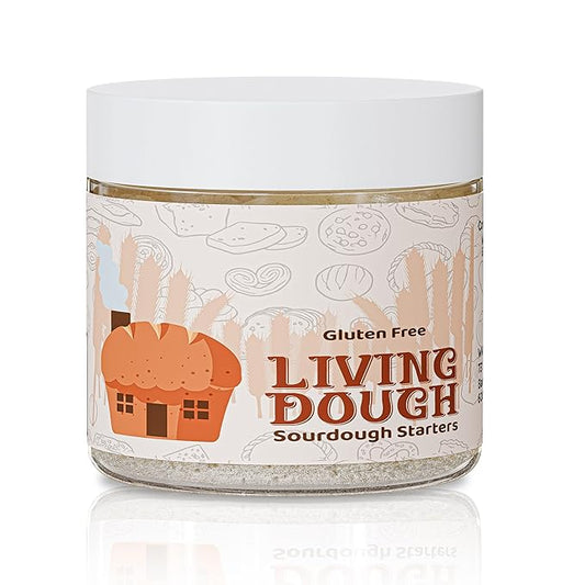 Living Dough - Gluten Free Sourdough Starter Culture - Active & Live Organic Sourdough Starter Gluten Free for Baking - For Artisanal Bread, Pizza Dough, Waffles & More