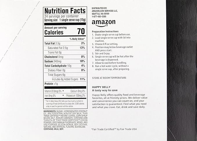 Amazon Brand - Happy Belly Cappuccino Coffee Pods Compatible With K Cup Brewers, Light Roast, Caramel Flavored, 24 Count, 12.72 ounce (Pack of 1)