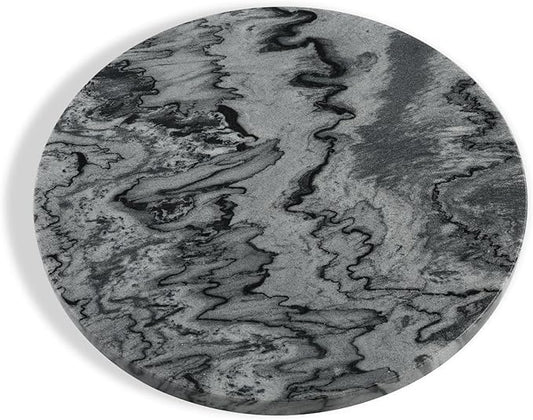 Koville African Natural Marble Cutting Board for Kitchen, 11inch Round Hand Crafted Marble Slab for Cheese, Charcuterie, Pastry Board - Wedding Gift, House Warming Gift(Monte Grigio)