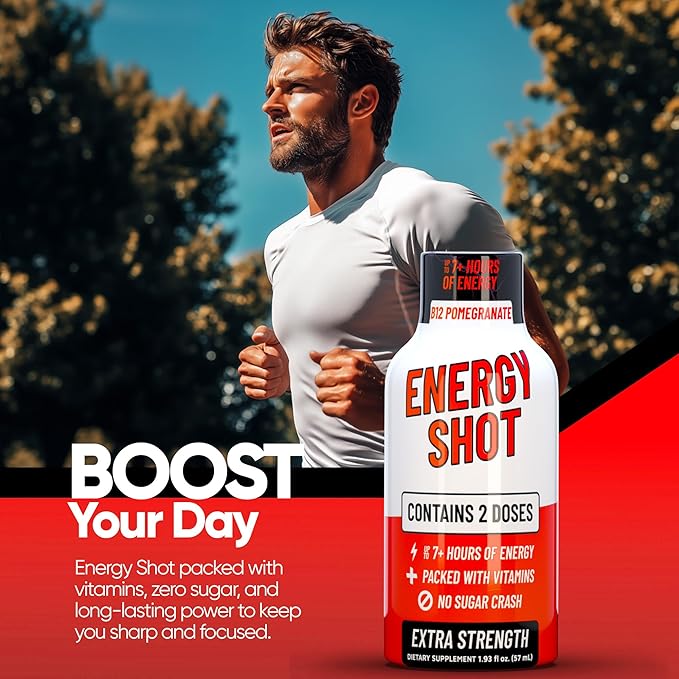 B12 Açaí Pomegranate Extra Strength Energy Shot 48 pk – 260mg Natural Caffeine B12 B6 – Energy & Vitality Support – 2 Servings Sugar Free Zero Calorie Green Tea B-Vitamins Electrolytes Vegan – 1.93 fl oz
