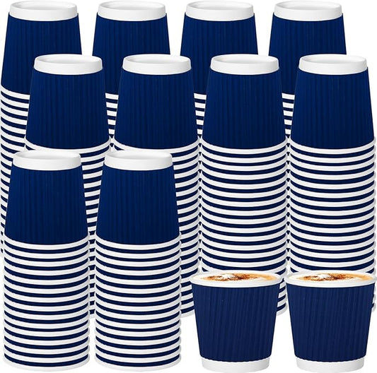 240Pack Paper Espresso Coffee Cups, 4 oz Disposable Coffee Cups,Corrugated Insulated Ripple Wall, Paper Ripple Cups for Coffee, Hot Chocolate and Hot Tea Drinks -Navy