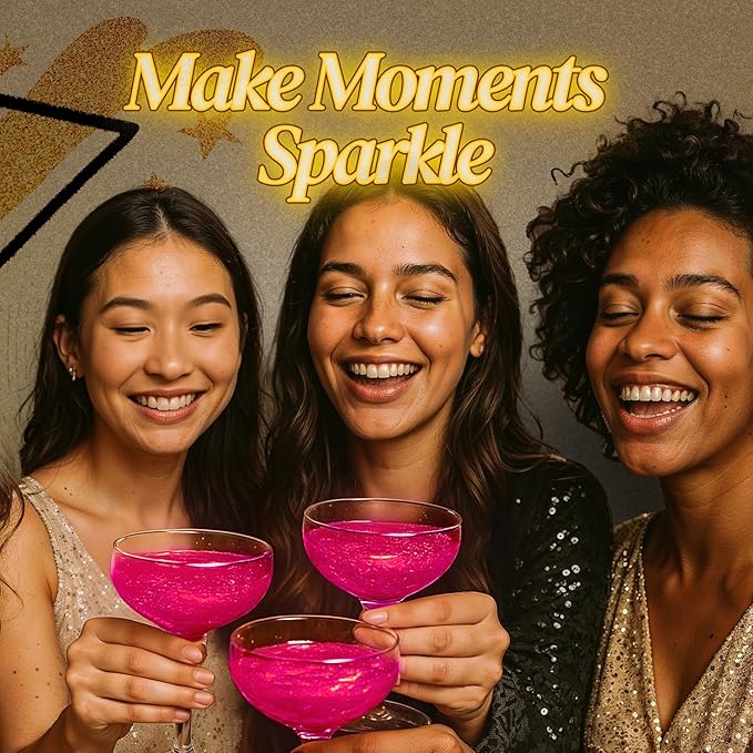 BeePoint Pink Edible Glitter for Drinks 15g - Food Grade, Vibrant Color Shimmer Powdered Dust for Drinks, Cocktails, Cake Decorating, Baking, Chocolates, Candy, Sweets, & Cookies - Vegan & Gluten Free