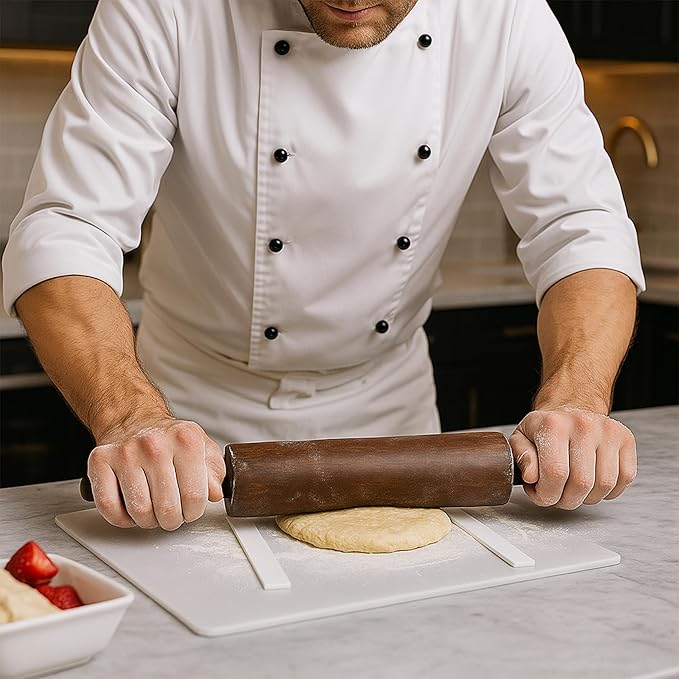 Set of 6 Rolling Pin Guides for Dough Thickness, 100% Silicone Pastry Ruler Baking Strip, Cookie Sticks, Guide Leveler, Measuring Size with Food Grade Precision, for Pastry Perfection, Length 19 Inch