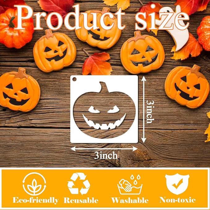 50 PCS Small Reusable Halloween Stencils, 3x3 Inch for Painting on Wood DIY Crafts Ornaments & Decoration (50pcs 3in)