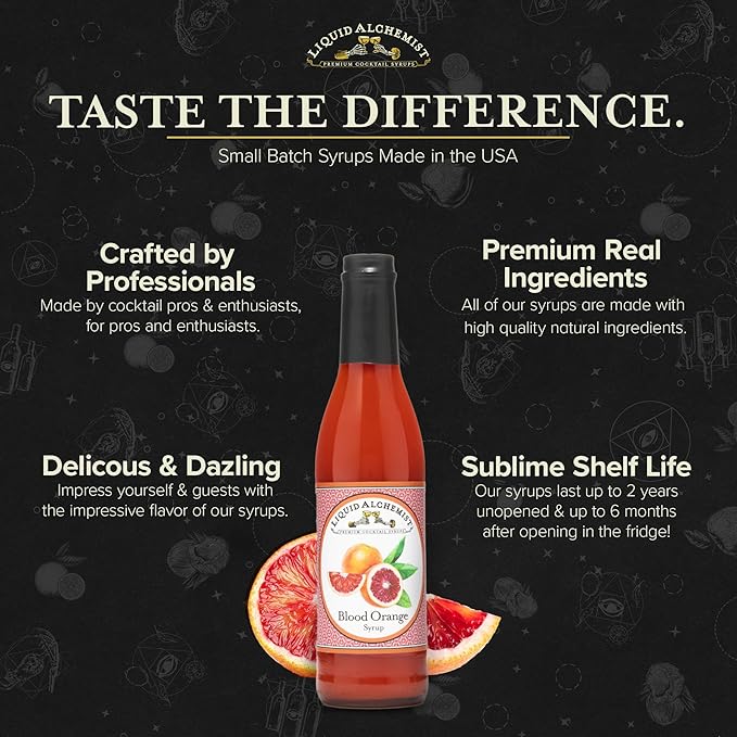 Liquid Alchemist Blood Orange Syrup for Cocktails - Real Ingredients Make our Blood Orange Puree a Perfect Margarita Mixer - Non-GMO Sour Mix (12 oz)