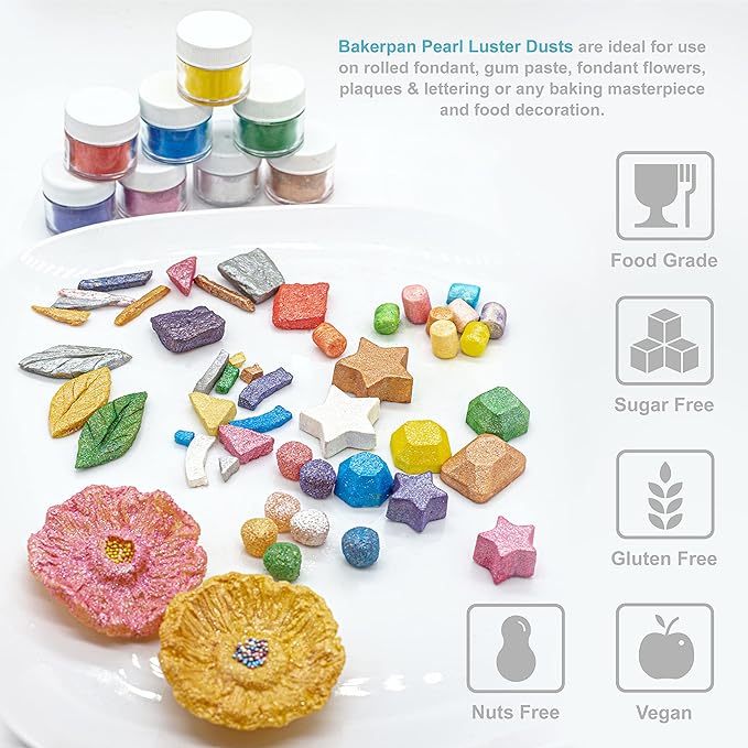 Bakerpan Pearl Luster Dust Edible, Ruby Red Edible Glitter for Cocktails, 4 Grams Edible Glitter for Cake Decorating, Cookies, Chocolates and Candies, Drinks (Made in USA)