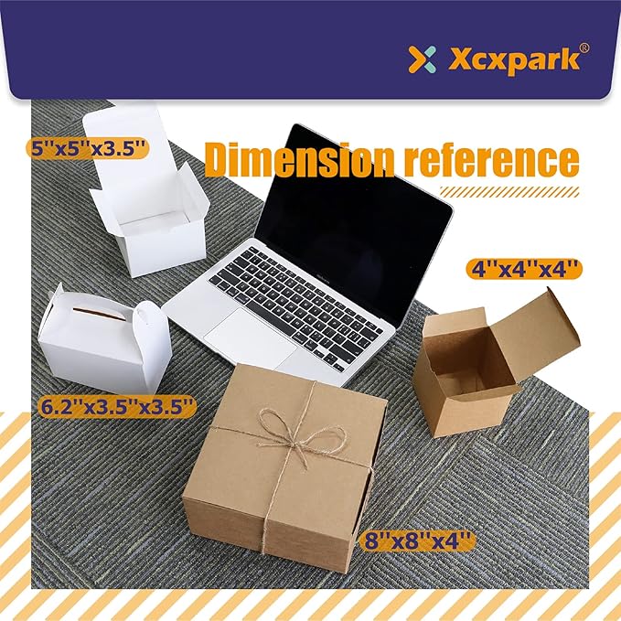 Xxcxpark 24 PCS White Gift Boxes 6.2x3.5x3.5 inches, Party Favor Kraft Paper Gift Packaging Box with Lid for DIY Crafting, Cube, Cupcake, Kraft Present Boxes for Birthday, Wedding