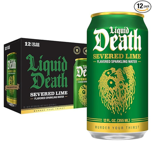 Liquid Death, Severed Lime, Soda-Flavored Sparkling Water, 12-Pack (12oz Cans), Low Sugar, Huge Flavor & No Artificial Sweeteners