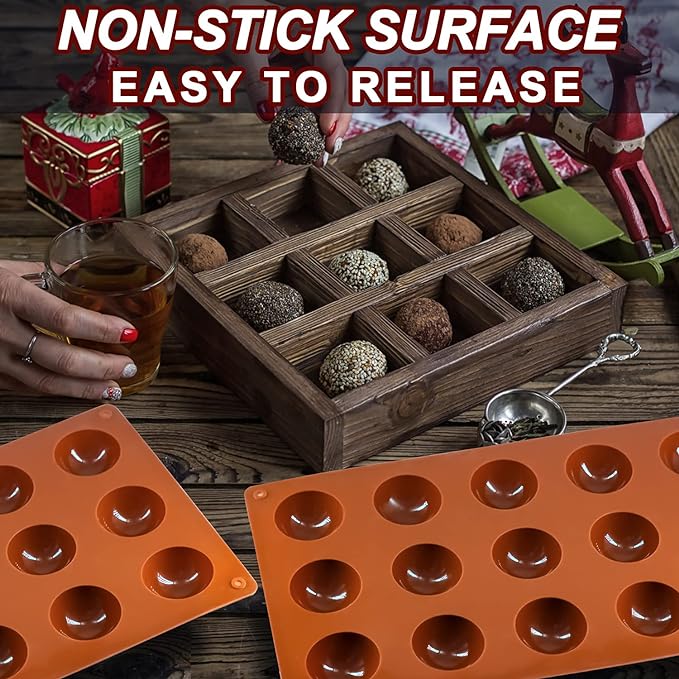 Semi Circular Silicone Molds, Non-Stick Silicone Chocolate Molds,3 Packs Baking Molds for Making Chocolate, Cake, Jelly, Desert, Biscuit, Dome Mousse (6 Cups, 15 Cups and 24 Cups)