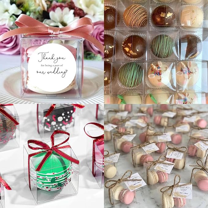 50 Pack 3x3x3 Inch Clear Hot Chocolate Bomb Boxes - Christmas & Birthday Gift Boxes