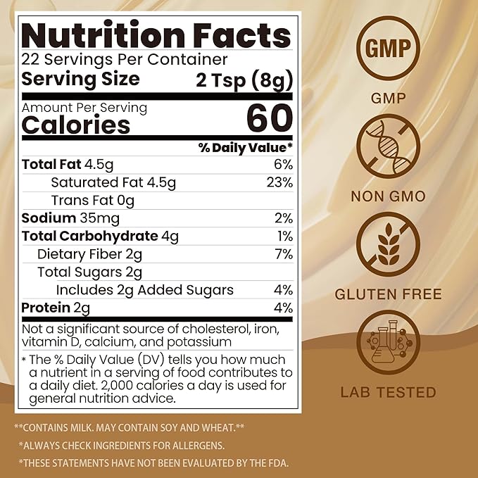 Mushroom Coffee Creamer, Caramel Creamer, Probiotics, MCT Powder and 6 Mushrooms | Lion's Mane, Turkey Tail, Reishi, Maitake, Chaga, Cordyceps | Boosts Energy, Focus, Supports Immunity | Gluten-Free, Vegan, 6.35 Oz