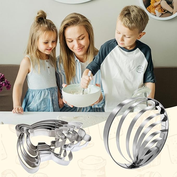 Concha Cutter Mexican bread mold with 5 sizes of pig biscuit cutting machine set, Concha Stamp double-sided mold for baking biscuits (Single sided mold+5 pigs)