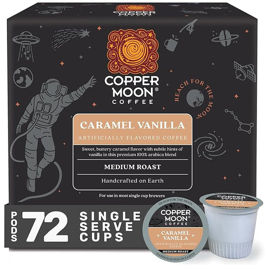 Copper Moon Single Serve Coffee Pods for Keurig K-Cup Brewers, Caramel Vanilla Blend, Medium Roast, 72 Count