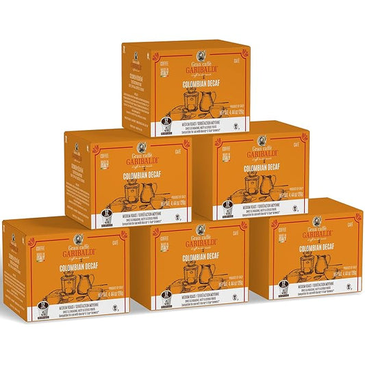 Caffè Garibaldi Colombian Decaf Coffee Pods, Single-Serve Capsules for Keurig K-Cup Brewers, Single Serve Cups with 100% Arabica Blend for Coffee Makers, 72 Count Recyclable Pods - Medium Roast