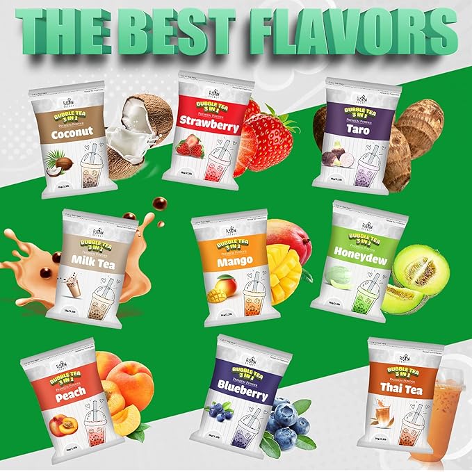 Fusion Select 2.2lb Boba Tea Powder Watermelon Bubble Tea Flavored-3-in-1 Drink Powder with Cream & Sugar - Instant Pre-Mixed Beverage for Hot or Cold Blends or Yummy Frappes