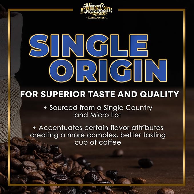 Mt. Whitney Colombia Monte Sierra Organic,Single origin, Medium Dark Roast, Smooth Full Flavored, low Acid Coffee (Ground, 5 Lb)