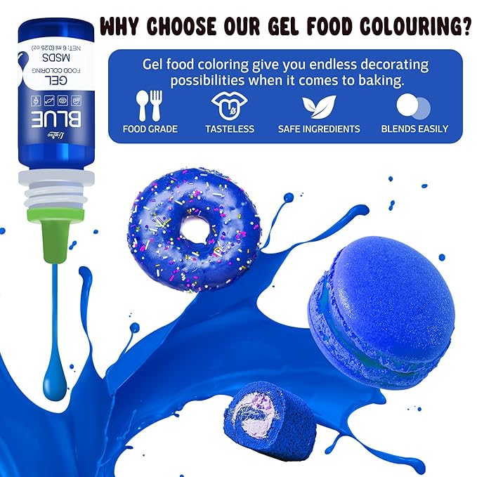 Gel Food Coloring - 4.5oz Vivid Food Coloring Gel for Baking, Cake Decorating, Cookie, Fondant, Macaron - Tasteless Concentrated Edible Food Color Dye for Icing, Slime, Drinks, DIY Crafts (Light Blue)