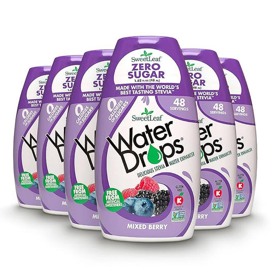 SweetLeaf Water Drops, Mixed Berry – Sugar-Free Water Enhancer Drops, Stevia & Monk Fruit Sweetener Water Flavoring, 1.62 Oz (Pack of 6)
