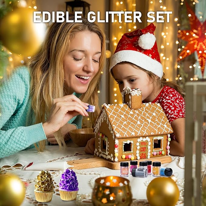 Edible Glitter - 30g Edible Luster Dust Metallic Food Grade Coloring Glitter for Drinks, Baking, Cake Decorating - Edible Dust Powder Shimmer Sprinkle Powder for Icing, Wine, Chocolate, Candy (Silver)