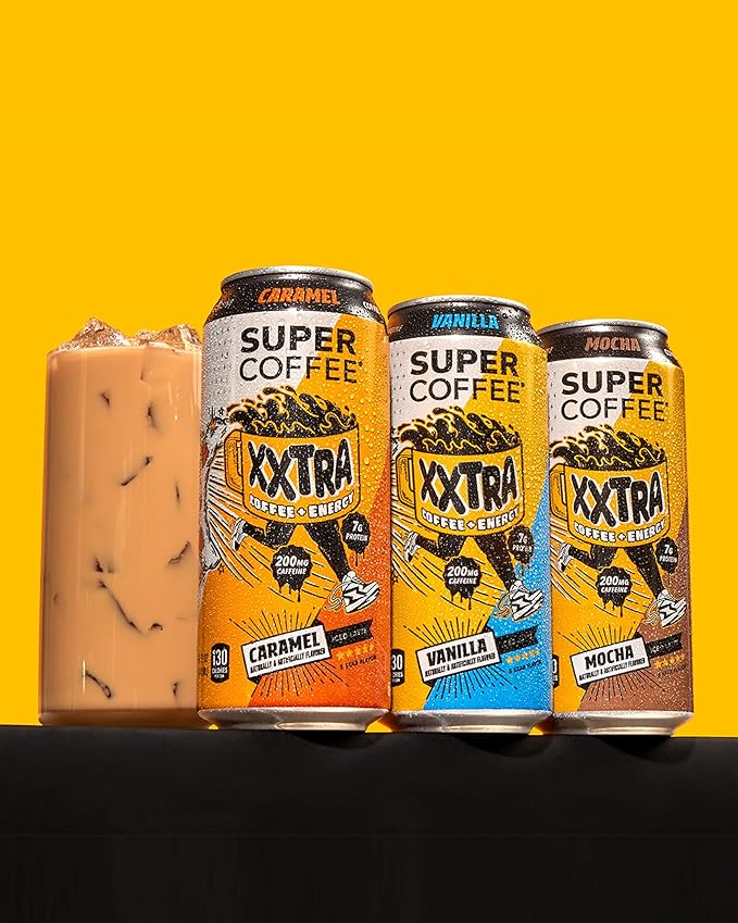 Super Coffee XXTRA, Keto Protein Coffee (0g Added Sugar, 7g Protein, 130 Calories) [Caramel] 15 Fl Oz, 12 Pack | Iced Smart Coffee Drinks - SoyFree GlutenFree