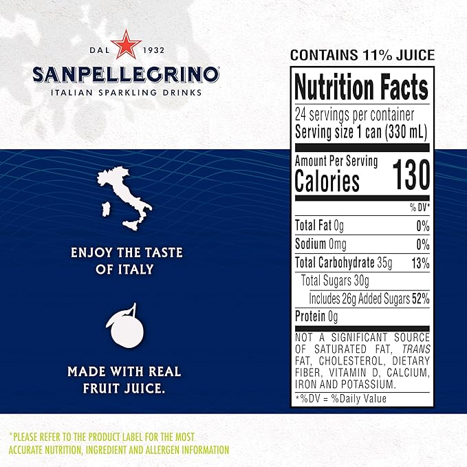 Sanpellegrino Italian Sparkling Drink Pompelmo, Sparkling Grapefruit Beverage, 24 Pack Of Cans