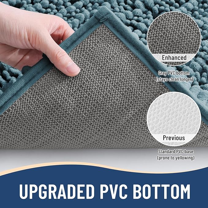 Arotive Luxury Chenille Bathroom Rug Mat, Extra Soft Thick Absorbent Shaggy Bath Rugs, Non-Slip Machine Wash Dry, Plush Bath Mats for Bathroom, Shower and Tub, 30x17, Smoky Gray