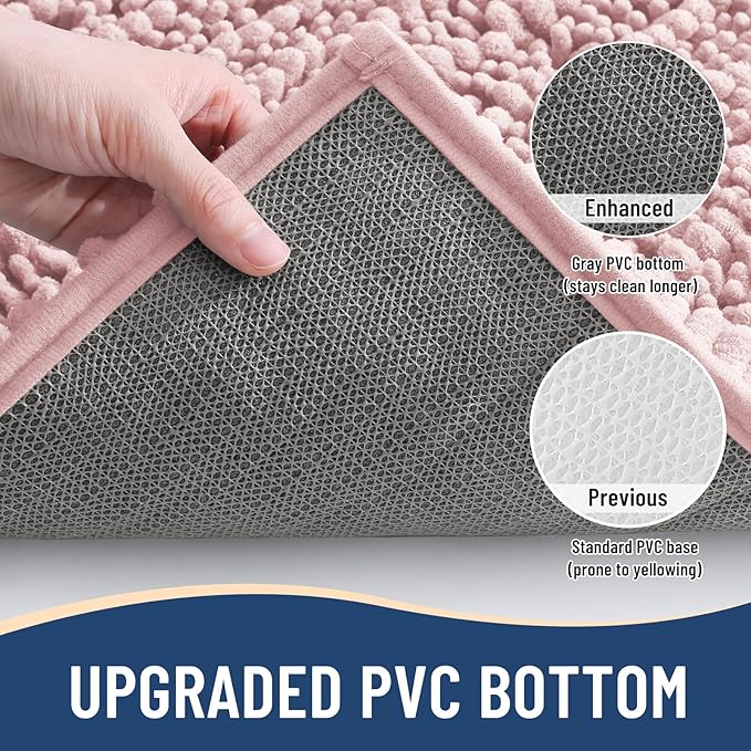 Arotive Luxury Chenille Bathroom Rug Mat, Extra Soft Thick Absorbent Shaggy Bath Rugs, Non-Slip Machine Wash Dry, Plush Bath Mats for Bathroom, Shower and Tub, 34x21, Dirty Pink
