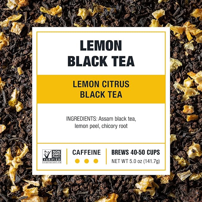 Tiesta Tea - Lemon Black Tea, Loose Leaf, Lemon Citrus Black, Premium Blend, High Caffeinated, Makes Hot or Iced, Brews Up to 50 Cups, 5oz Refillable Tin