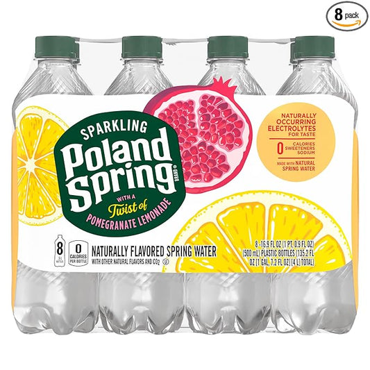 Poland Spring Sparkling Water, Pomegranate Lemonade, 16.9 oz. Bottles (Pack of 8)