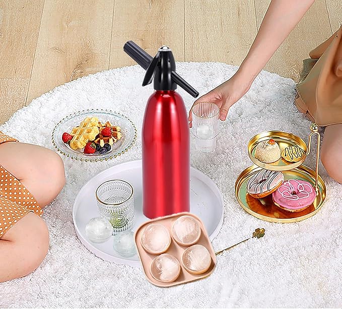 Soda Siphon, Portable Sparkling Water Maker for Home & Outdoor Use, 1L Carbonated Water Machines Soda Maker DIY Seltzer Water Maker for Fresh Soda, Cocktails, Use 8g CO2 Cartridges (Not Included)