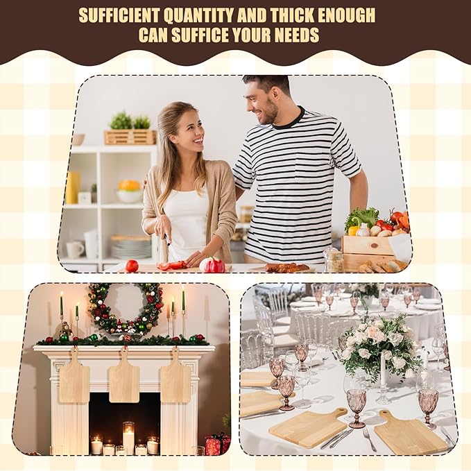 Lounsweer 6 Pcs Thicken Cutting Board Bulk Wood Board for Chopping Serving Charcuterie Material for Laser Engraving Mother' Day Wedding Housewarming Gift