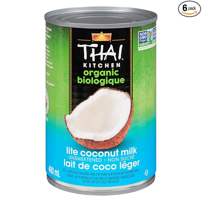 Thai Kitchen Organic Unsweetened Lite Coconut Milk, 13.66 fl oz (Pack of 6)