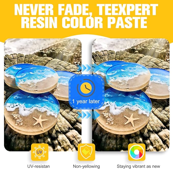 Teexpert Pigment Paste for Epoxy Resin: 3.38oz/100ml Ultra Highly Concentrated & Easy to Mix Black & White Colors Opaque Liquid Epoxica Dye Set for Resin Art River Table