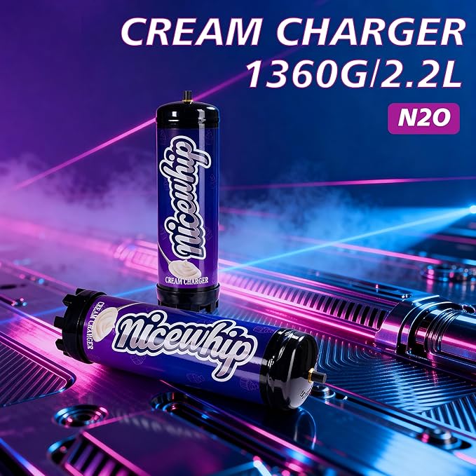 2.2L 1360G Whipped Cream Charger Tank (1 Pack), Cartridges for Desserts & Cocktails, for Whipping Cream, Desserts, Culinary Foams - Food Grade, Easy Use, High Yield