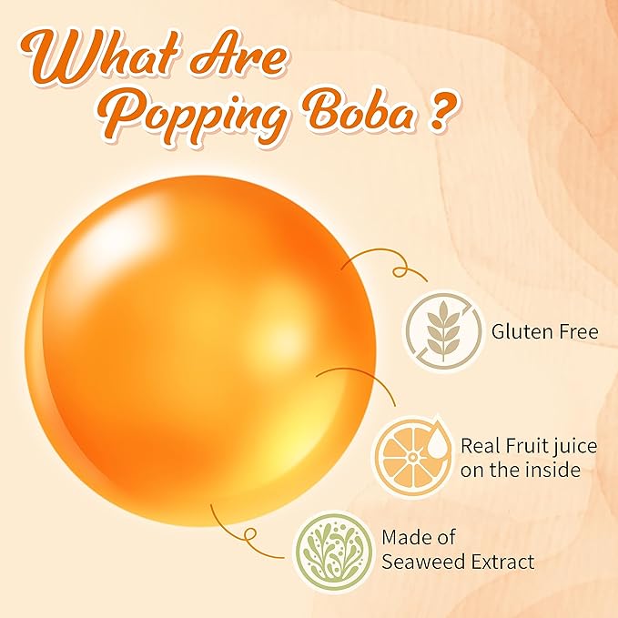 J WAY Bursting Popping Boba Bubble Pearl Variety Set with 3 Flavors Strawberry, Mango, Passion Fruit - Gift Box (3.3 lbs)