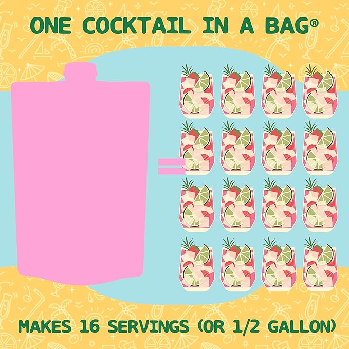 Lt. Blender's Strawberry Daiquiri in a Bag – Strawberry Daiquiri Mix - Each Bag Makes 1/2 Gallon - Non-GMO – No Daiquiri Machine Needed - Make a Cocktail, Wine Slushie or Mocktail - (Pack of 3)