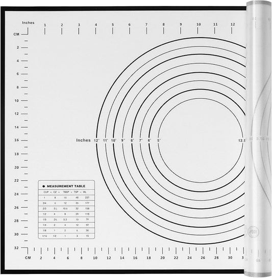 Yansumi silicone pastry non stick baking mat with measurement fondant mat with three sizes for silicone baking mat, counter mat, dough rolling mat,fondant/pie crust mat. (L,24"L x 16"W, Black)