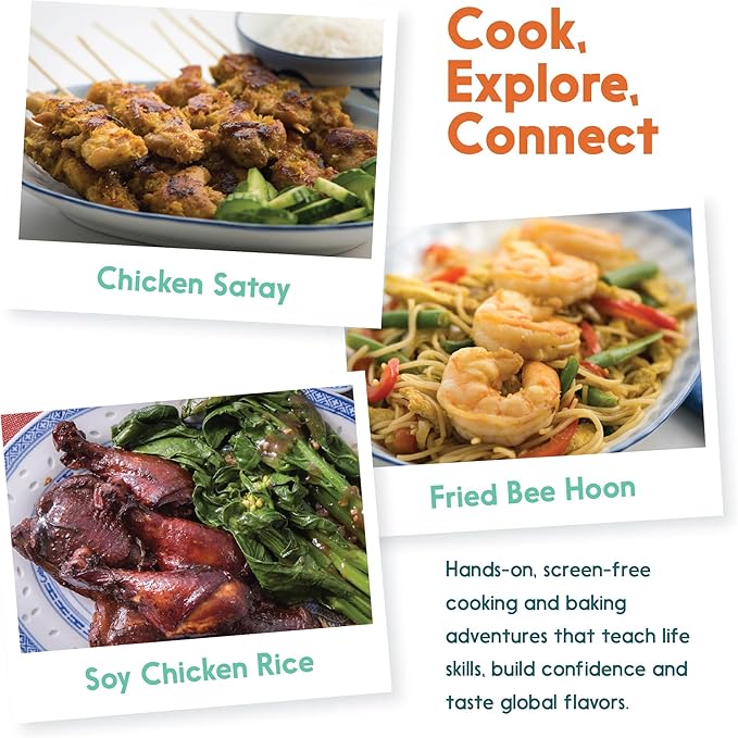 eat2explore Cooking Kits for Kids – Interactive & Educational Kids Cooking Sets Real for Ages 5 and Up,3 Recipe Cards & Global Ingredients – Fun Gift for Young Chefs (Singapore Edition)