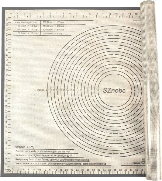 Silicone Pastry Mat 34'' By 26'' Extra Large Baking Mat with Measurements for Dough Rolling, Kneading Board, Kitchen Counter Mats for Dough, Pastry, Fondant, Pie Crust, Cookies, Bread, Pasta, Pizza