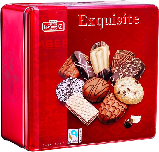 Lambertz European Holiday Cookie Tin – 92 Cookies, 10 Varieties – Ready to Serve and Gift-Ready for Christmas and Office Sharing – 26 Ounces
