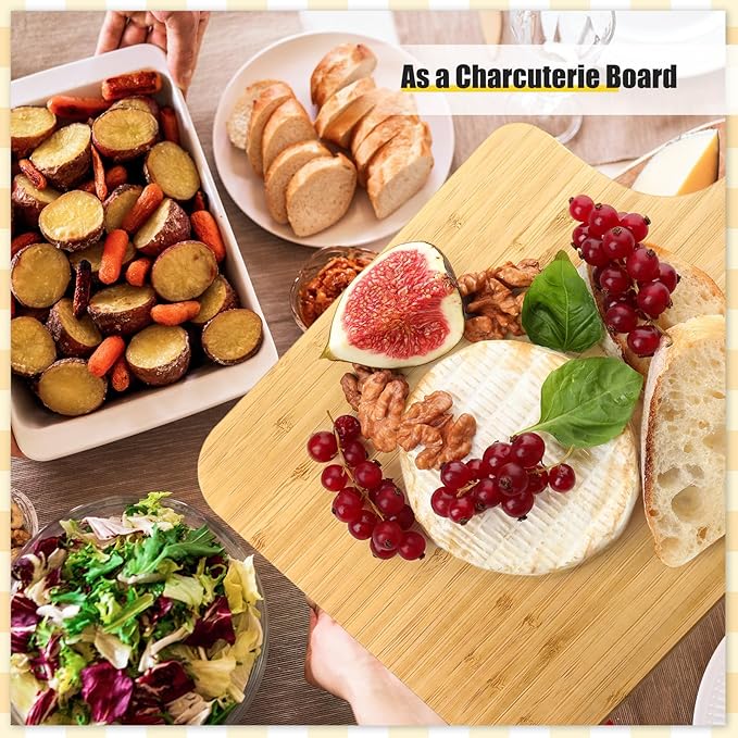 Lounsweer 6 Pcs Thicken Cutting Board Bulk Wood Board for Chopping Serving Charcuterie Material for Laser Engraving Mother' Day Wedding Housewarming Gift(Bamboo,16 x 10 Inches)
