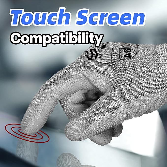 Schwer 6 Pairs ANSI A6 Cut Resistant Gloves CR7120 Cut Proof Work Gloves, Touchscreen, for Men and Women Used for Woodworking, Glass Cutting, Construction, Cargo Handling, Car Repair, M